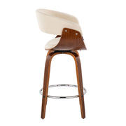Set of two Lumi Source vintage mid-century modern counter stools with swivel, fixed height, round footrest, and stylish design.