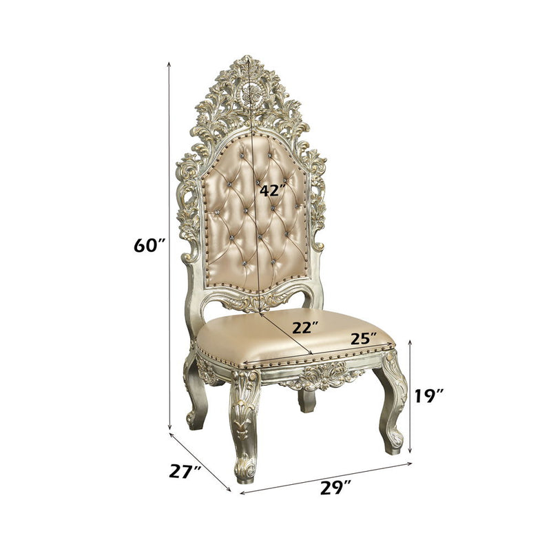 Sorina - Side Chair (Set of 2) - Synthetic Leather & Antique Gold - R&R Furniture Gallery (Fountain Valley, CA)