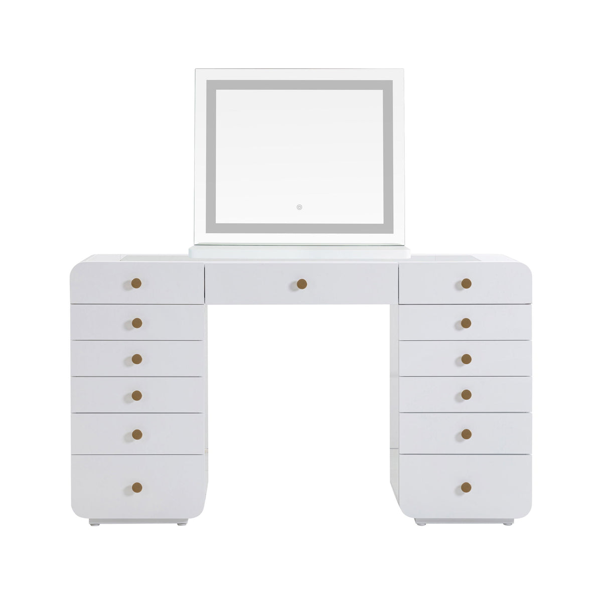 Hollywood - Desk With LED Panel Vanity Mirror - White - R&R Furniture Gallery (Fountain Valley, CA)