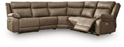 Signature Design by Ashley Max-Momentum reclining sectional sofa with plush cushions and adjustable reclining seats.