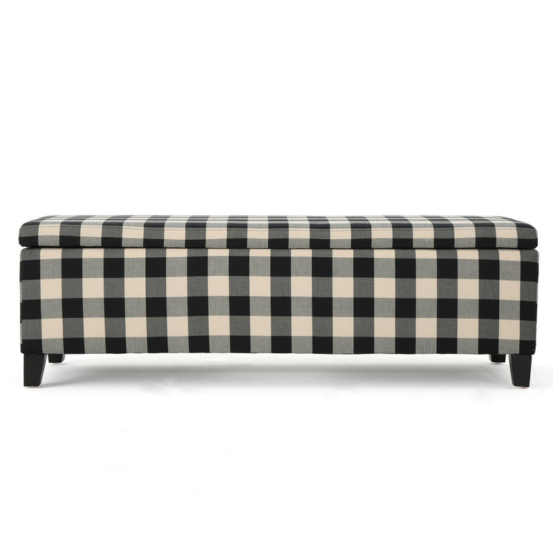 Black Noble House storage ottoman with seating and built-in storage, modern design, ideal for living room or bedroom.