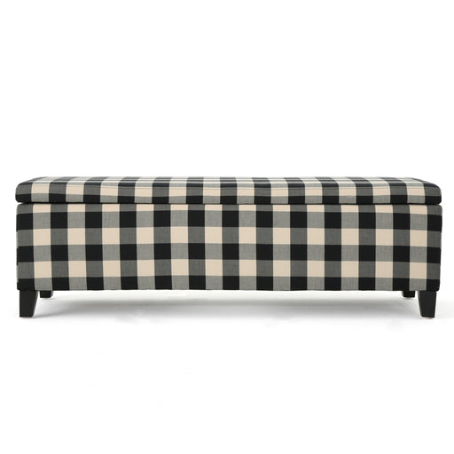 Black Noble House storage ottoman with seating and built-in storage, modern design, ideal for living room or bedroom.