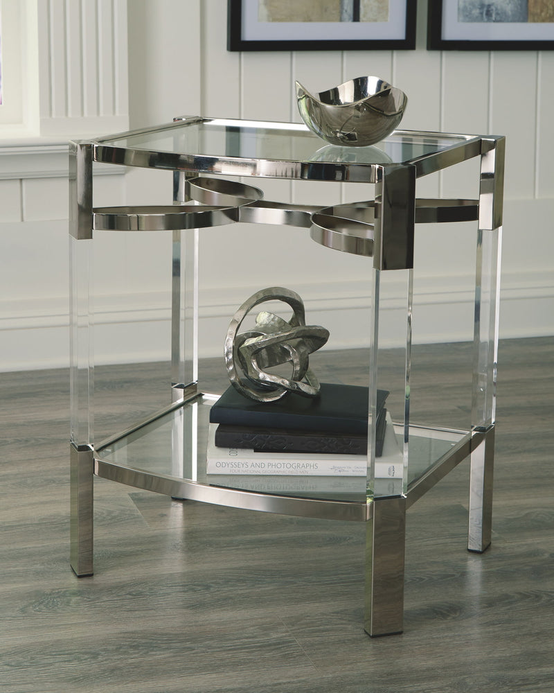 Chaseton - Accent Table - Clear / Silver Finish - R&R Furniture Gallery (Fountain Valley, CA)