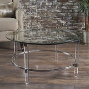 Tempered Glass Round Coffee Table With Four Legs - Clear - R&R Furniture Gallery (Fountain Valley, CA)