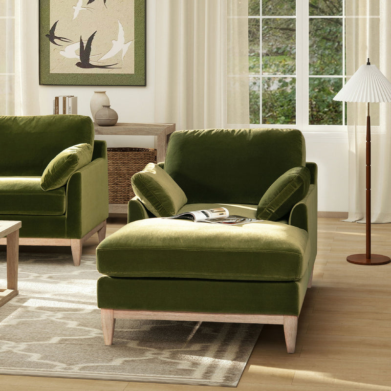 Pasadena - Modern Farmhouse Chaise Lounge Chair - Olive Green - R&R Furniture Gallery (Fountain Valley, CA)
