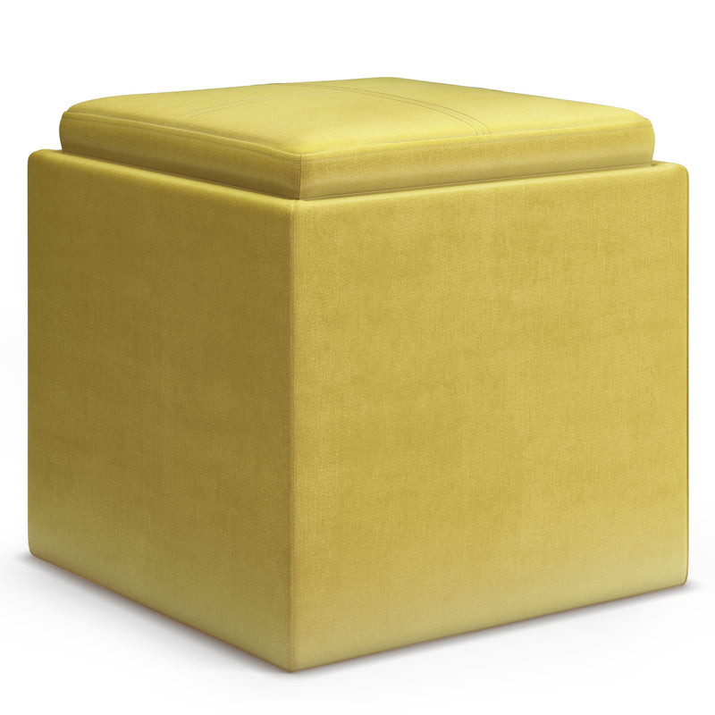 Rockwood - Upholstered Cube Storage Ottoman With Tray - R&R Furniture Gallery (Fountain Valley, CA)