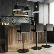 Black TOV Furniture Amalfi adjustable height steel barstool with modern design and sleek black finish.