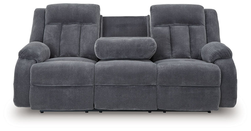 Observation - Reclining Power Sofa With Drop Down Table - Steel - R&R Furniture Gallery (Fountain Valley, CA)