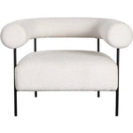 District Accent Chair in Ivory Boucle Fabric w/ Black Metal Frame