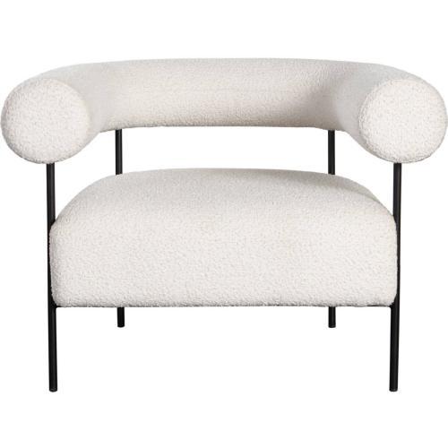 District Accent Chair in Ivory Boucle Fabric w/ Black Metal Frame