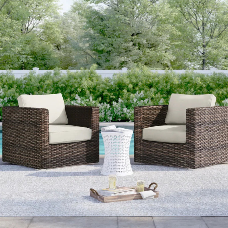 LSI Patio Furniture outdoor chair set with brown cushions, includes multiple chairs with comfortable cushions for outdoor seating.