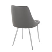 Set of two Lumi Source Marche contemporary dining chairs with metal legs, featuring sleek modern design and padded seats.
