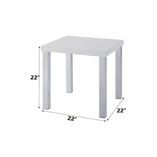Harta - End Table - White High Gloss & Chrome - R&R Furniture Gallery (Fountain Valley, CA)