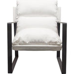 Miller Sling Accent Chair in White Linen Fabric w/ Black Powder Coated Metal Frame