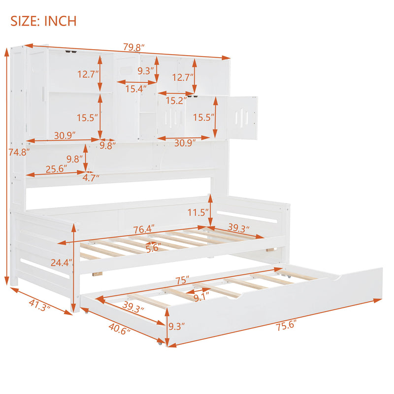 Daybed With All-In-One Cabinet And Shelf - R&R Furniture Gallery (Fountain Valley, CA)