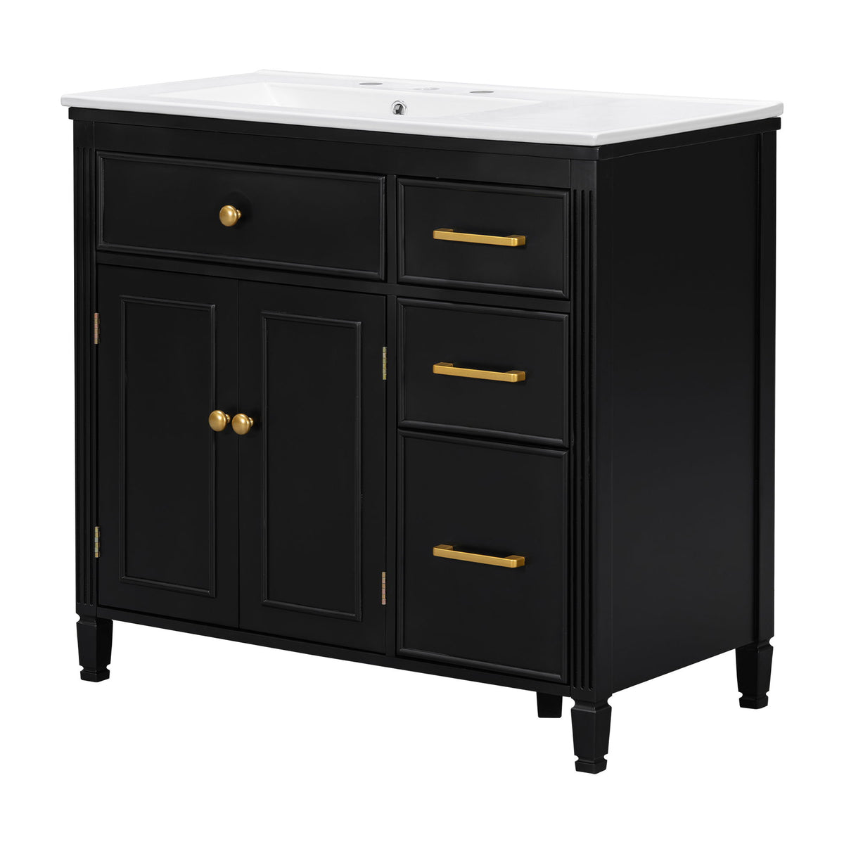 Bathroom Vanity With Sink Top, 3 Soft Closing Drawers