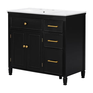 Bathroom Vanity With Sink Top, 3 Soft Closing Drawers