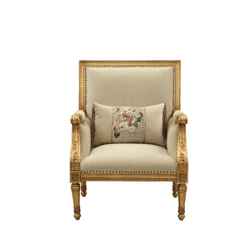 Daesha - Chair With Pillow - Tan Flannel & Antique Gold - R&R Furniture Gallery (Fountain Valley, CA)