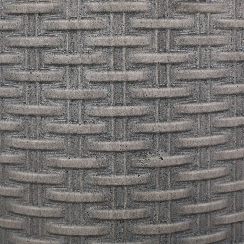 Round concrete outdoor end table by Noble House, lightweight and natural finish, perfect for patio or garden seating areas.