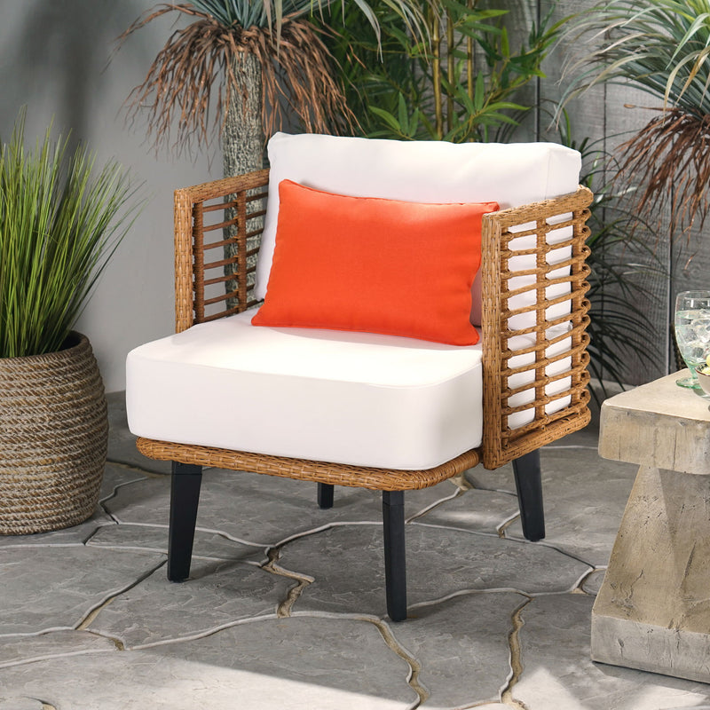 Outdoor Wicker Club Chair With Water Resistant Cushion - Brown - R&R Furniture Gallery (Fountain Valley, CA)