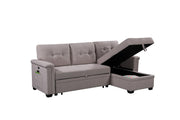 Ashlyn - Reversible Sleeper Sectional Sofa With Storage Chaise, USB Charging Ports And Pocket - R&R Furniture Gallery (Fountain Valley, CA)