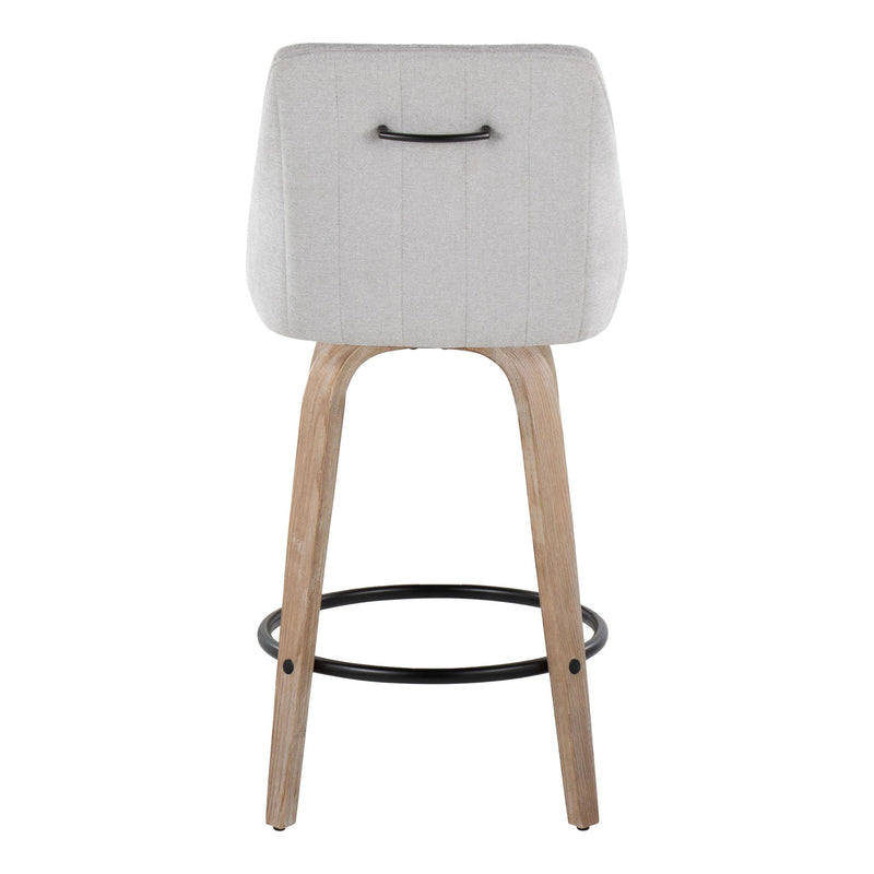 Lumi Source Hannah set of 2 transitional fixed height counter stools with swivel, round footrest, and modern design.