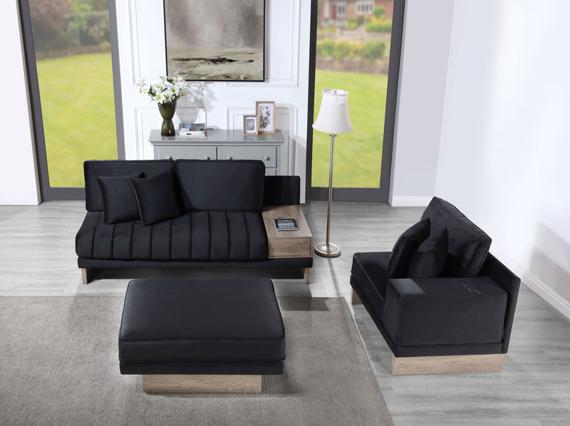 Memphis - Reversible Sectional Sofa Ottoman With Storage Compartment, Drawer, USB ports, Charging Outlets - R&R Furniture Gallery (Fountain Valley, CA)