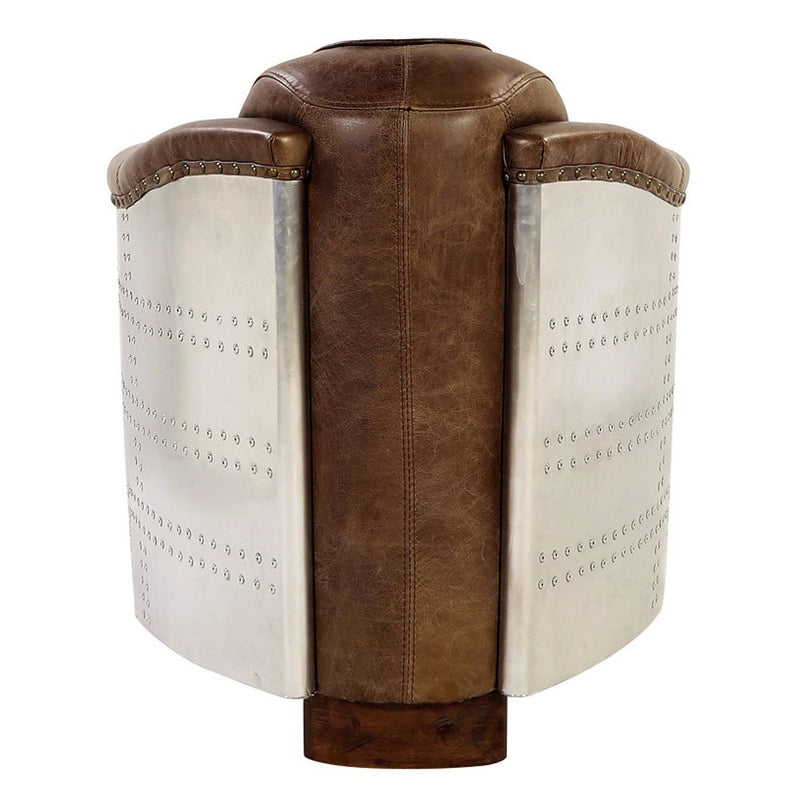 Brancaster - Chair - Retro Brown Top Grain Leather & Aluminum - R&R Furniture Gallery (Fountain Valley, CA)
