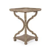 French country accent table by Noble House with an hourglass design in natural finish, featuring a stylish and decorative accent piece.