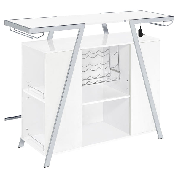 Katia - Wine Cabinet With LED Home Bar, 12 Bottle Storage - Gloss White