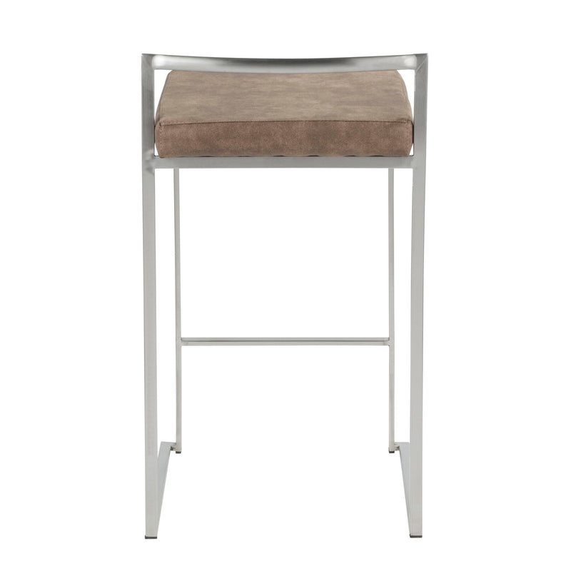 Lumi Source Fuji contemporary elegant stackable counter stool set with sleek design and wooden seats, perfect for modern kitchens.