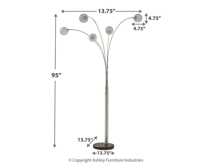 Winter - Metal Arc Lamp  - Silver Finish - R&R Furniture Gallery (Fountain Valley, CA)