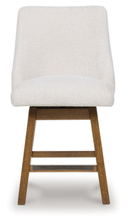 Cabalynn - Upholstered Swivel Barstool (Set of 2) - Oatmeal / Light Brown - R&R Furniture Gallery (Fountain Valley, CA)