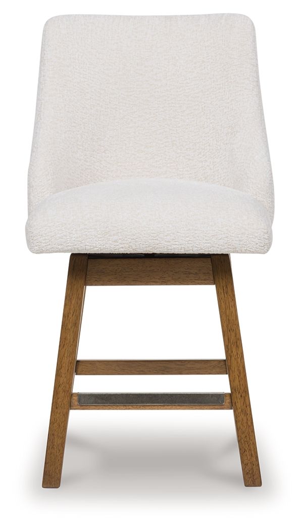 Cabalynn - Upholstered Swivel Barstool (Set of 2) - Oatmeal / Light Brown - R&R Furniture Gallery (Fountain Valley, CA)