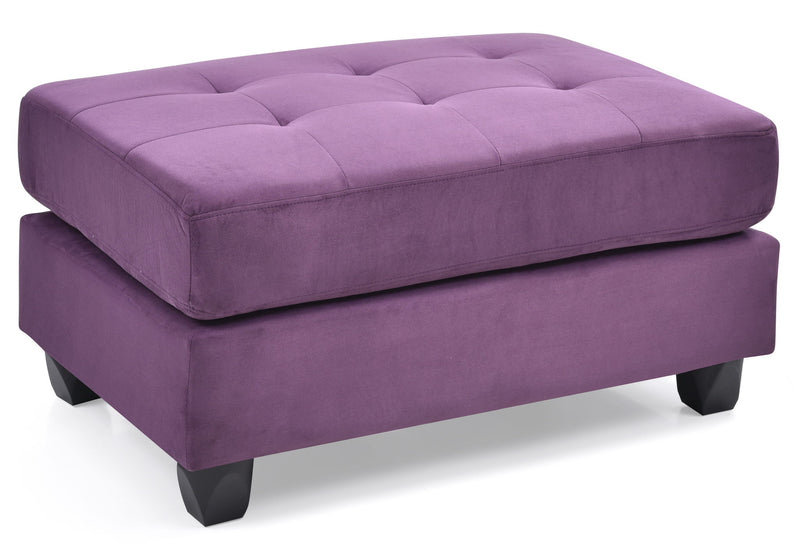 Contemporary upholstered ottoman by Glory Furniture with a sleek, modern design and plush fabric, perfect for living room decor.