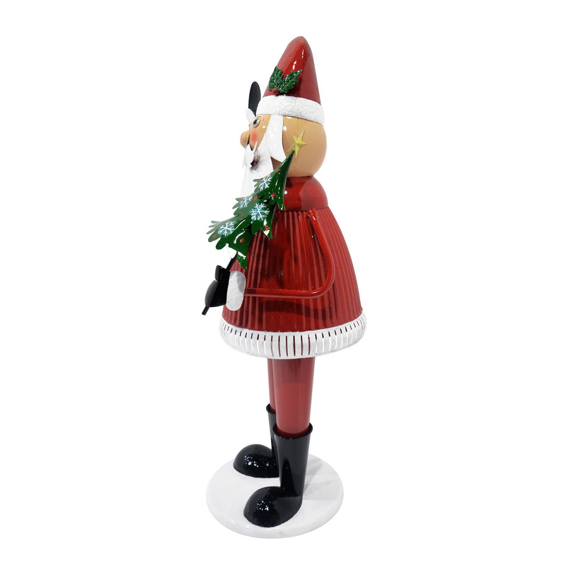 Cheerful Santa Claus Christmas decoration holding a tree and waving, festive red holiday ornament by Noble House.