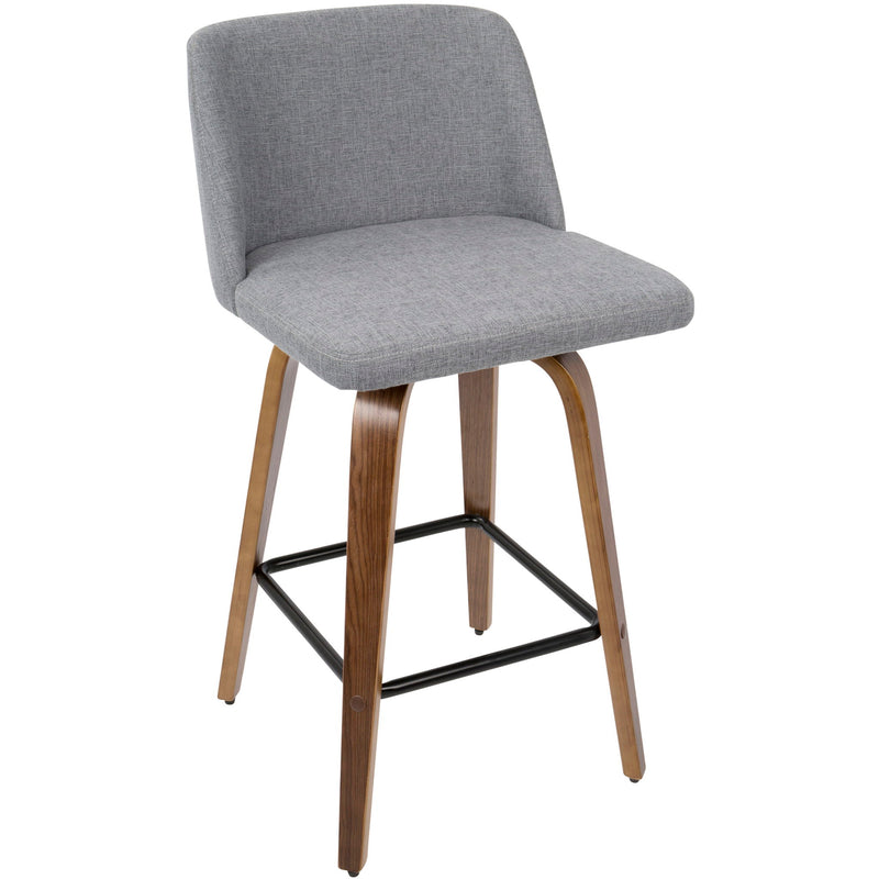 Toriano - Mid Century Modern Fixed Height Counter Stool & Square Footrest (Set of 2) - R&R Furniture Gallery (Fountain Valley, CA)