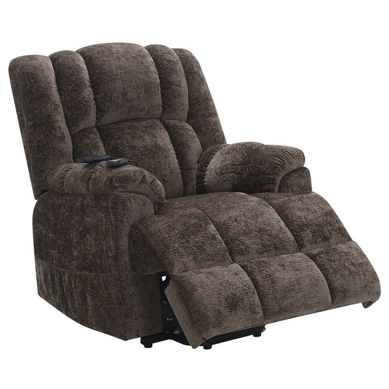 Pacay - Power Recliner With Lift, Heating & Massage - Brown Chenille