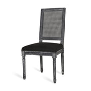 French Country Dining Chair With Rectangular Cane Backrest And Smooth Upholstered Seating - R&R Furniture Gallery (Fountain Valley, CA)