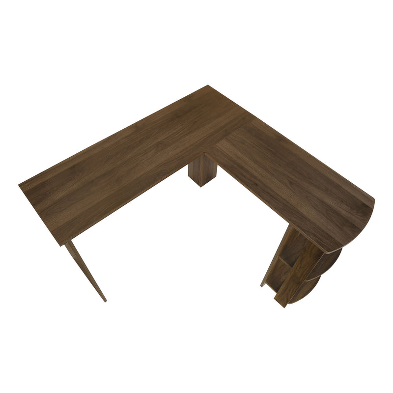 Computer Desk, Home Office, Corner, Storage Shelves, L Shape, Laptop, Contemporary & Modern - Walnut - R&R Furniture Gallery (Fountain Valley, CA)