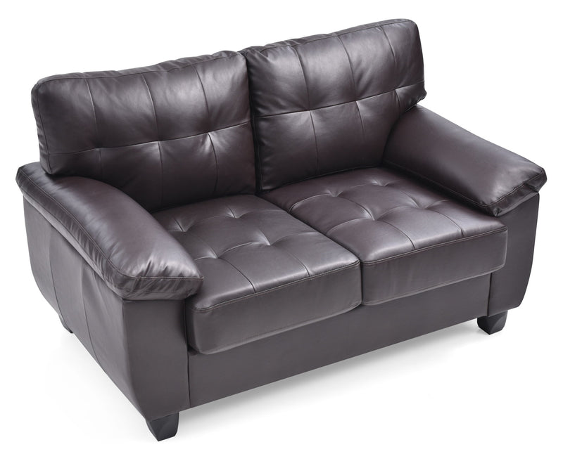 Glory Furniture Gallant stationary loveseat with plush fabric and cushioned arms, designed for comfortable seating in living rooms.