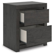 Fraluna - Two Drawer Night Stand - Charcoal - R&R Furniture Gallery (Fountain Valley, CA)