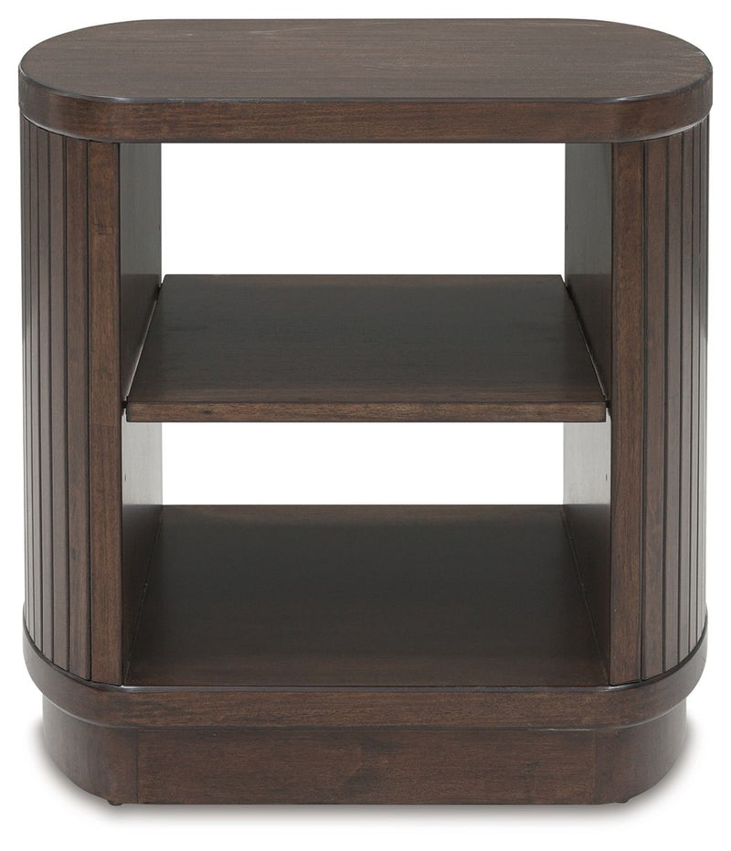 Korestone - Square End Table - Dark Brown - R&R Furniture Gallery (Fountain Valley, CA)
