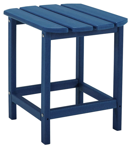 Signature Design by Ashley outdoor Sundown Treasure end table with woven top and sturdy frame, perfect for patio or garden spaces.