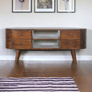 Solid Wood Rounded Entertainment Unit - R&R Furniture Gallery (Fountain Valley, CA)