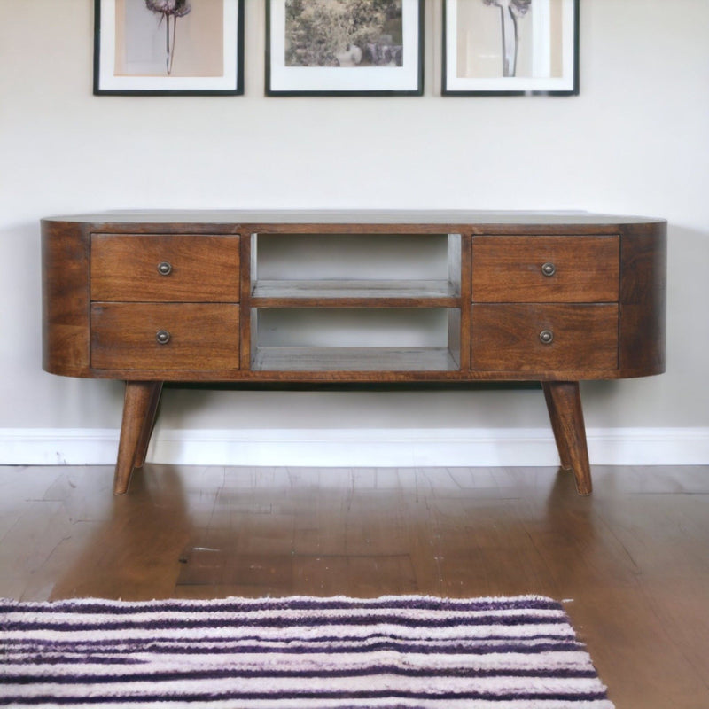Solid Wood Rounded Entertainment Unit - R&R Furniture Gallery (Fountain Valley, CA)