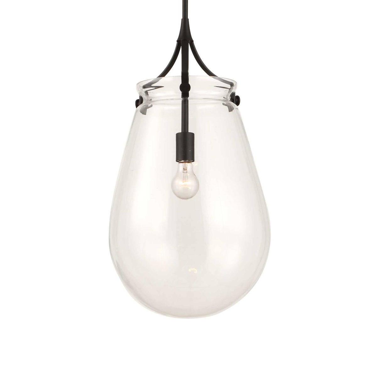 Dewdrop - 1 Light Glass Shade Pendant - Black