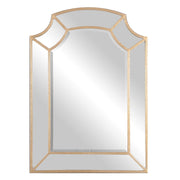 Golden Francoli Arch Mirror by Uttermost, wall mirror with a sleek, curved design and a gold finish, hanging on a neutral wall.