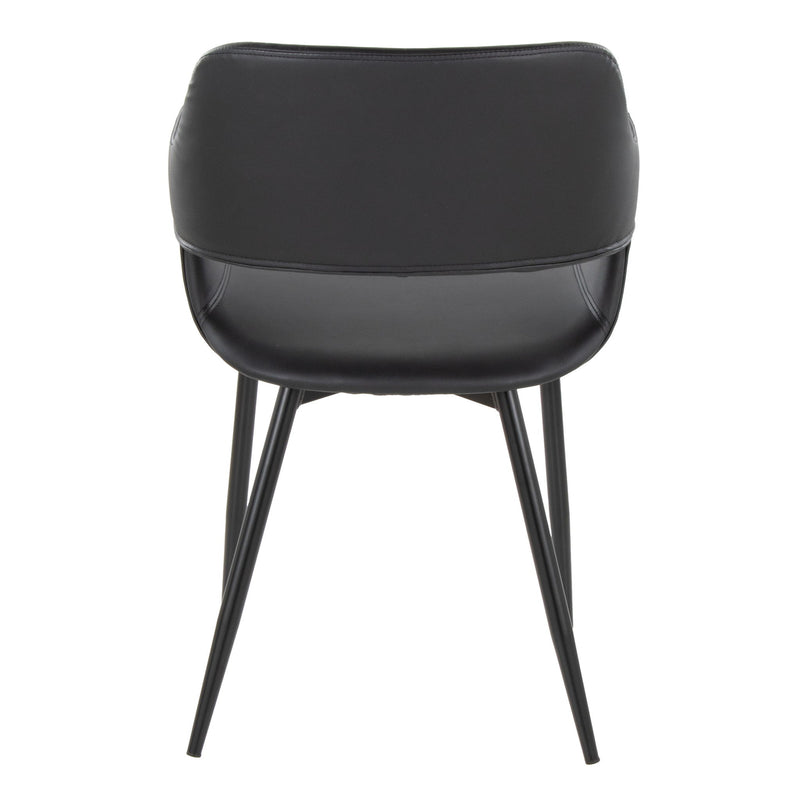 Set of two Lumi Source Margarite mid-century modern dining chairs with sleek wooden legs and curved upholstered seats.