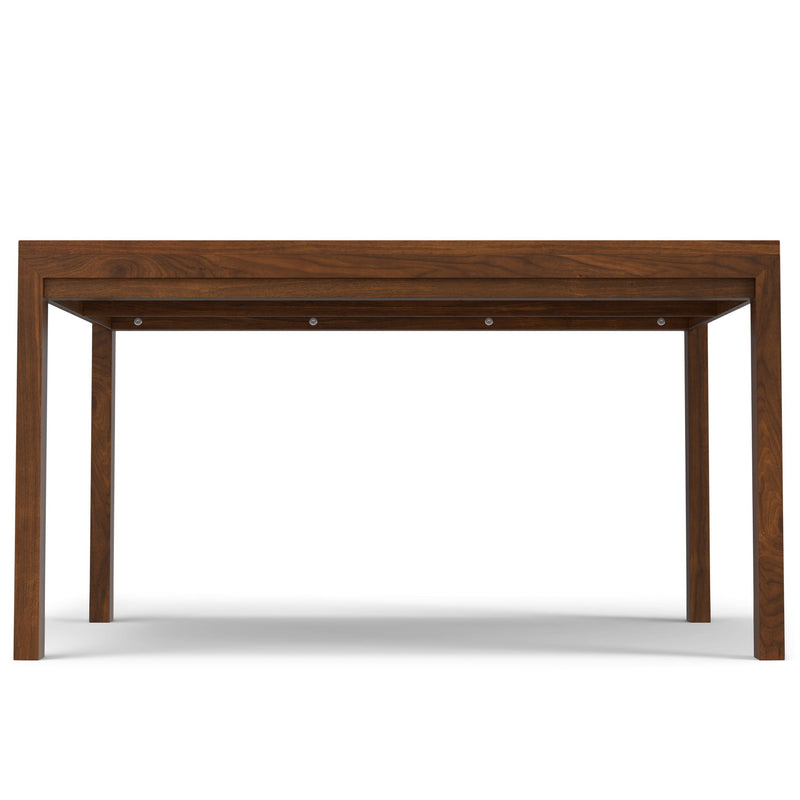 Wilson handcrafted dining table from Simpli-Home with a wooden surface and sturdy legs, ideal for family meals and gatherings.